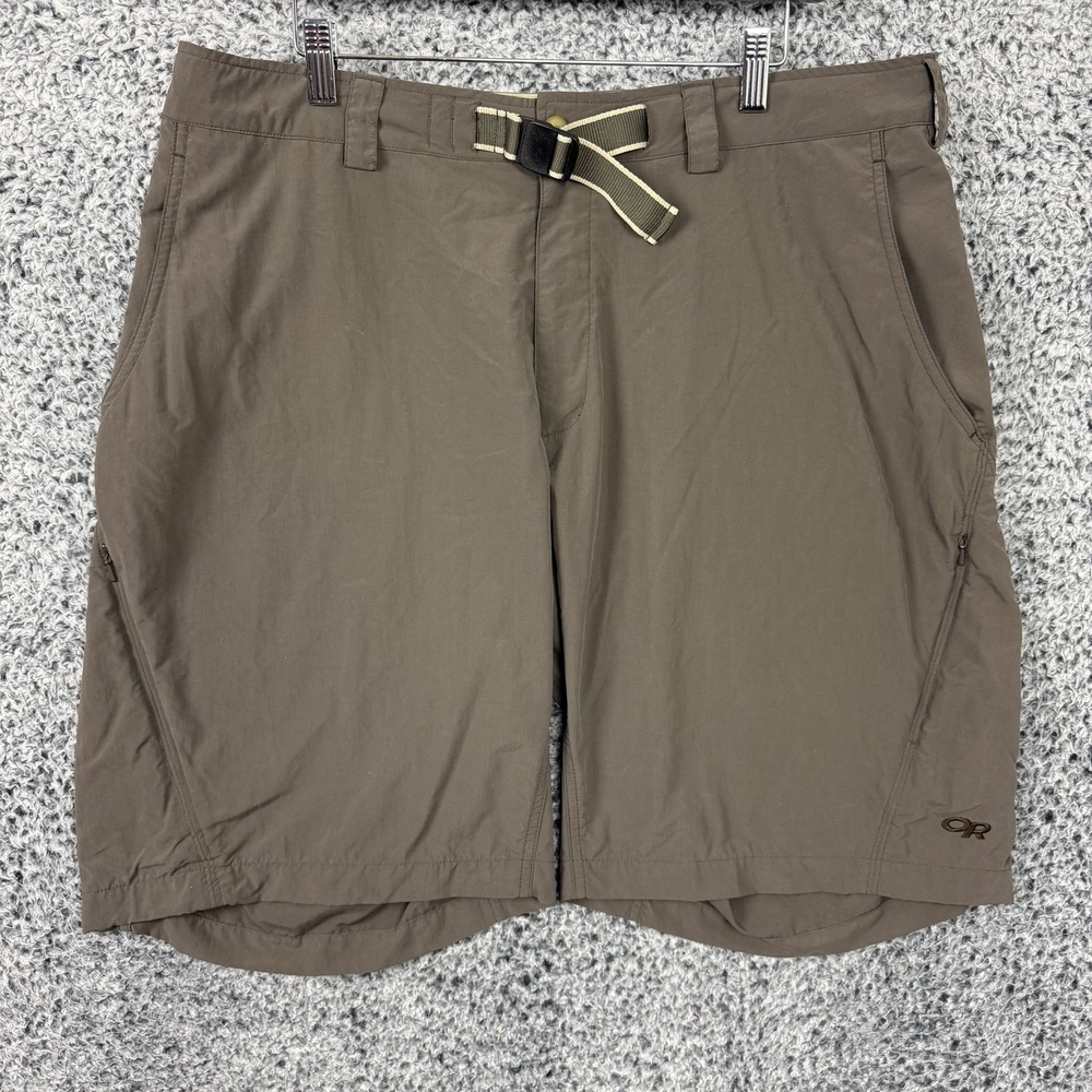 Outdoor Research Shorts Mens 38 Brown 11" Inseam Hiking Quick Dry Stretch Belted